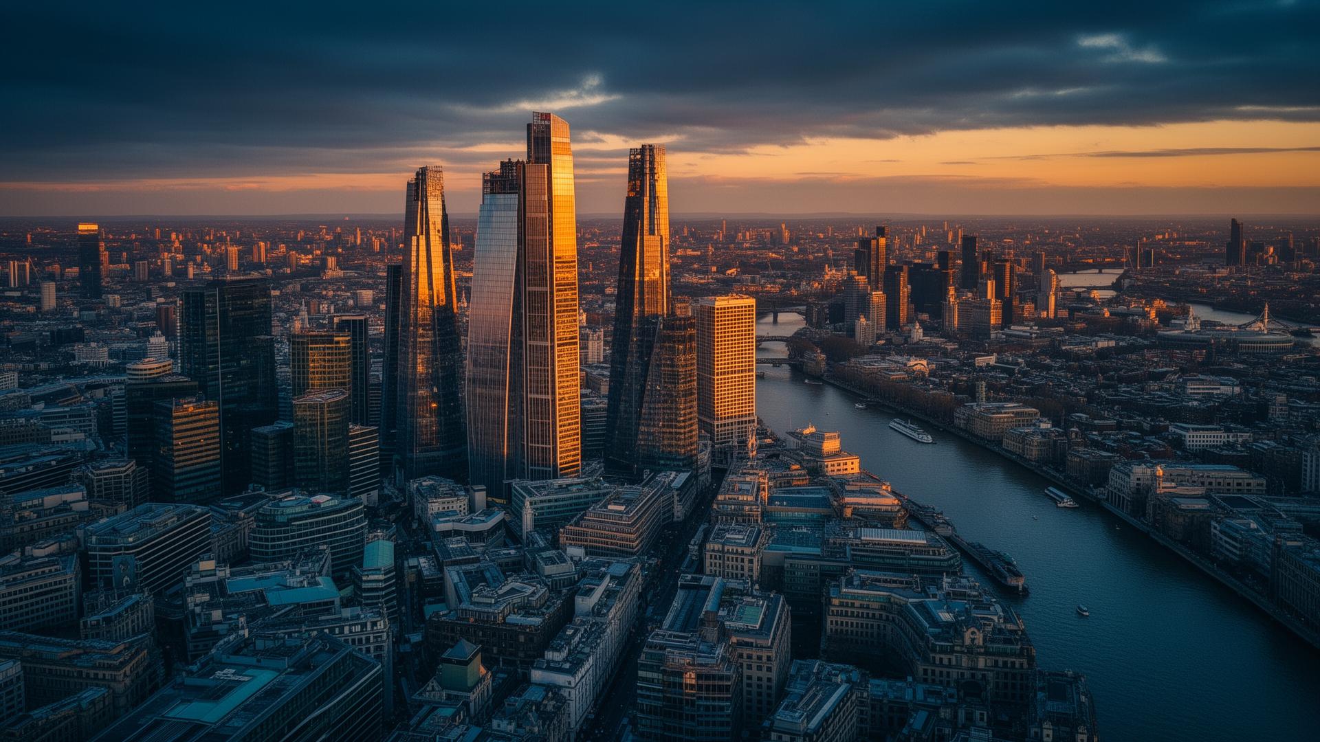 London cityscape at golden hour